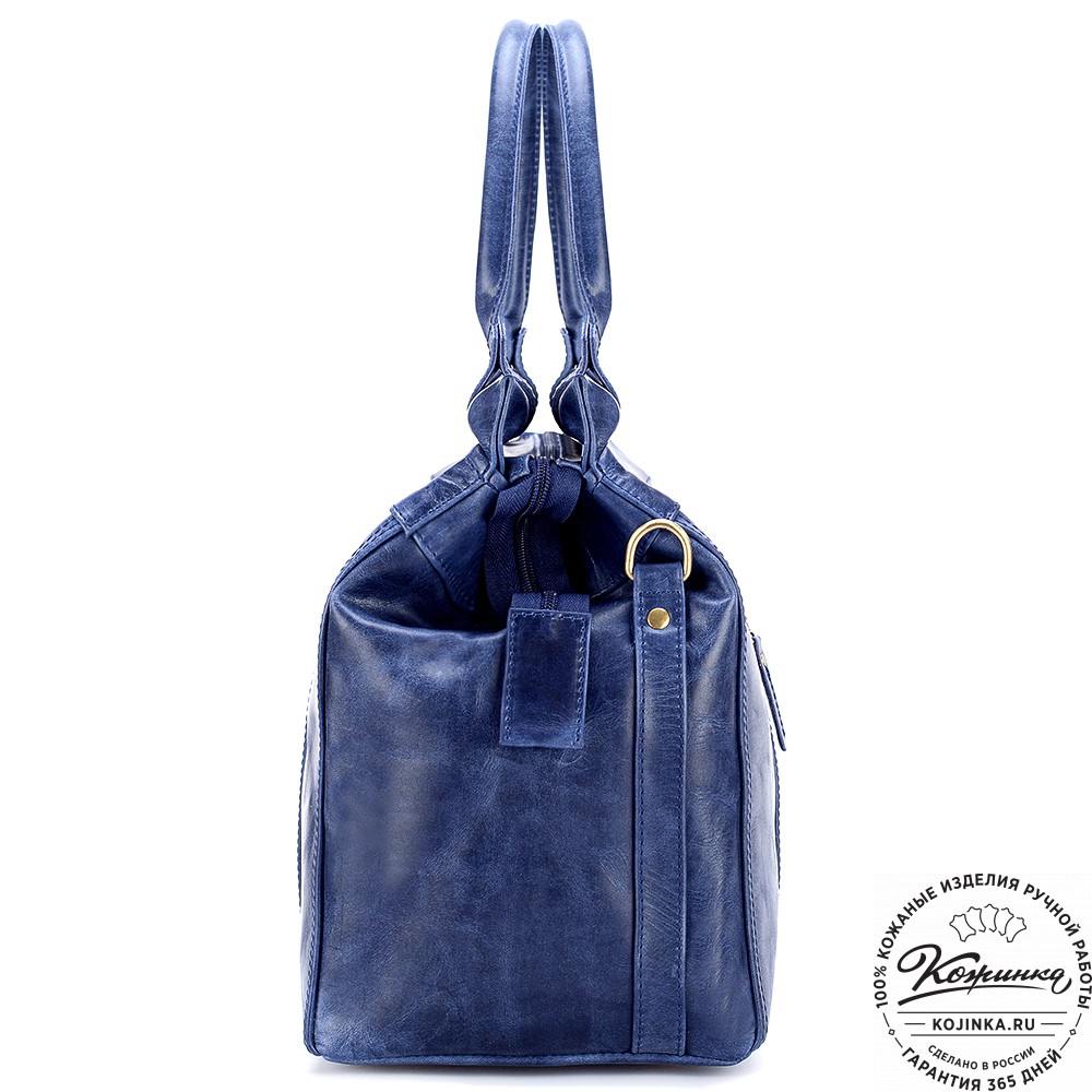 Кожаный городской саквояж "Фостер" (синий антик)