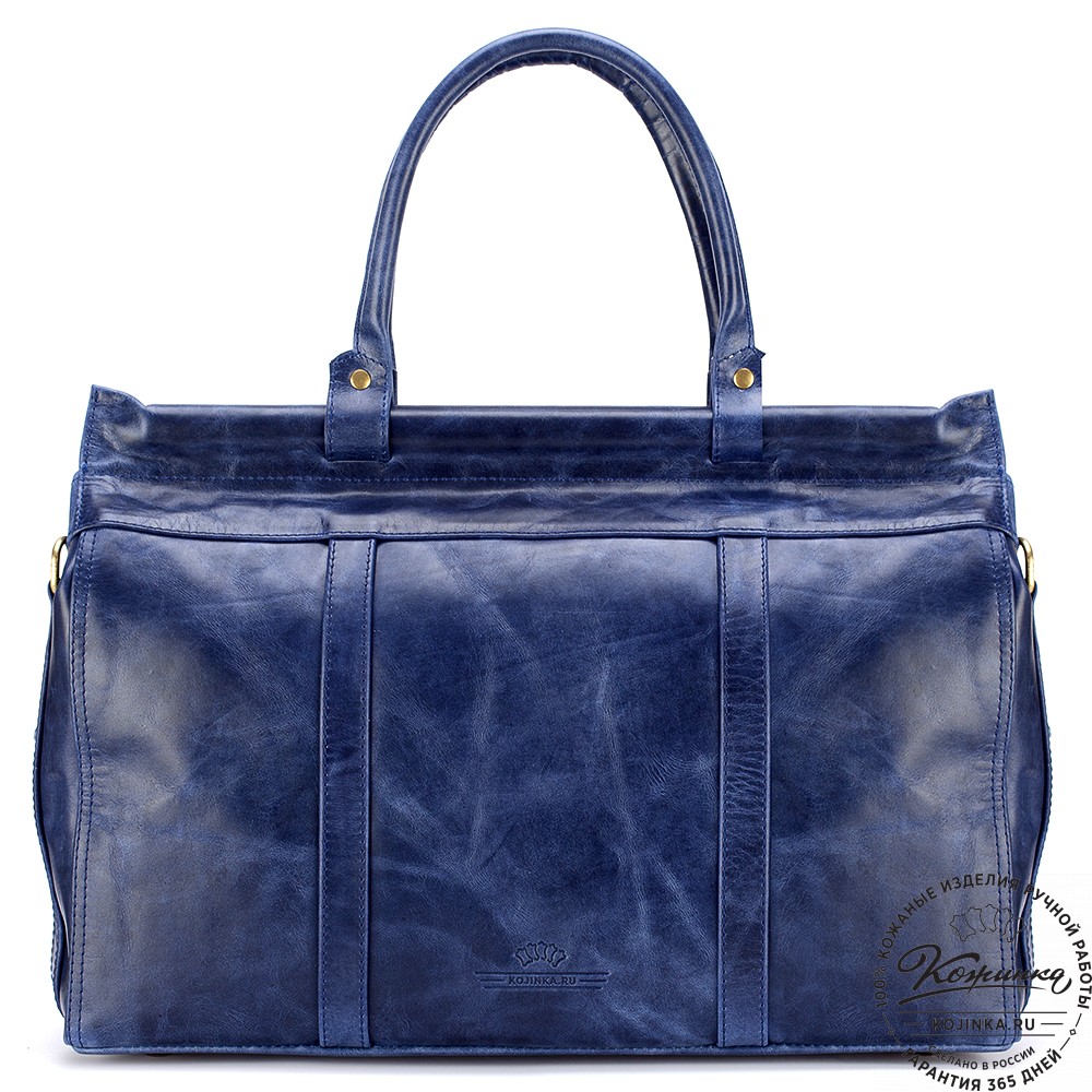 Кожаный городской саквояж "Фостер" (синий антик)