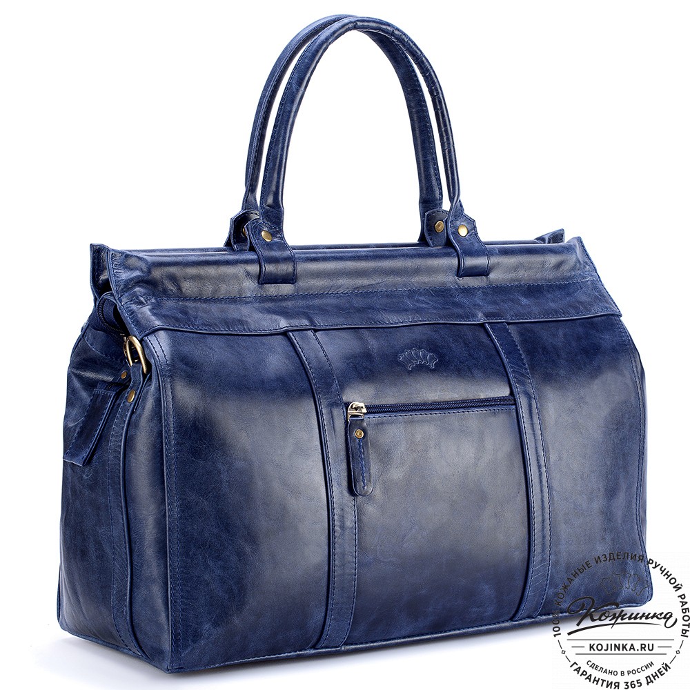 Кожаный городской саквояж "Фостер" (синий антик)