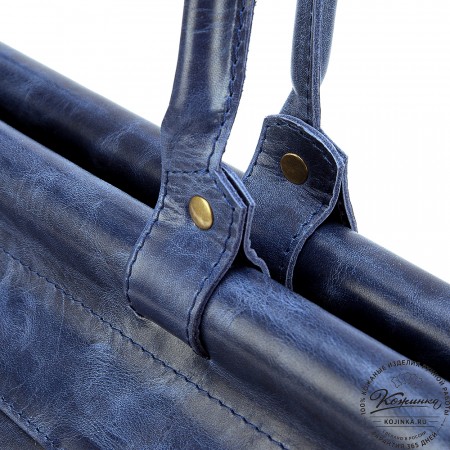 Кожаный городской саквояж "Фостер" (синий антик)