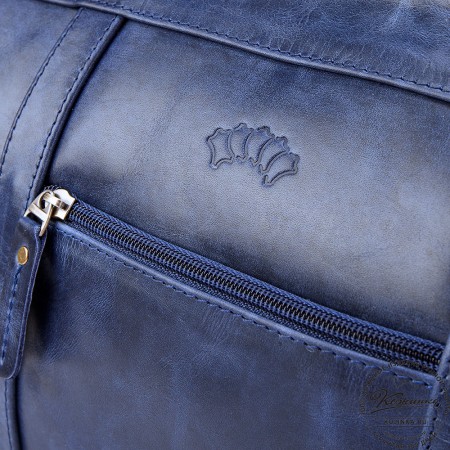 Кожаный городской саквояж "Фостер" (синий антик)