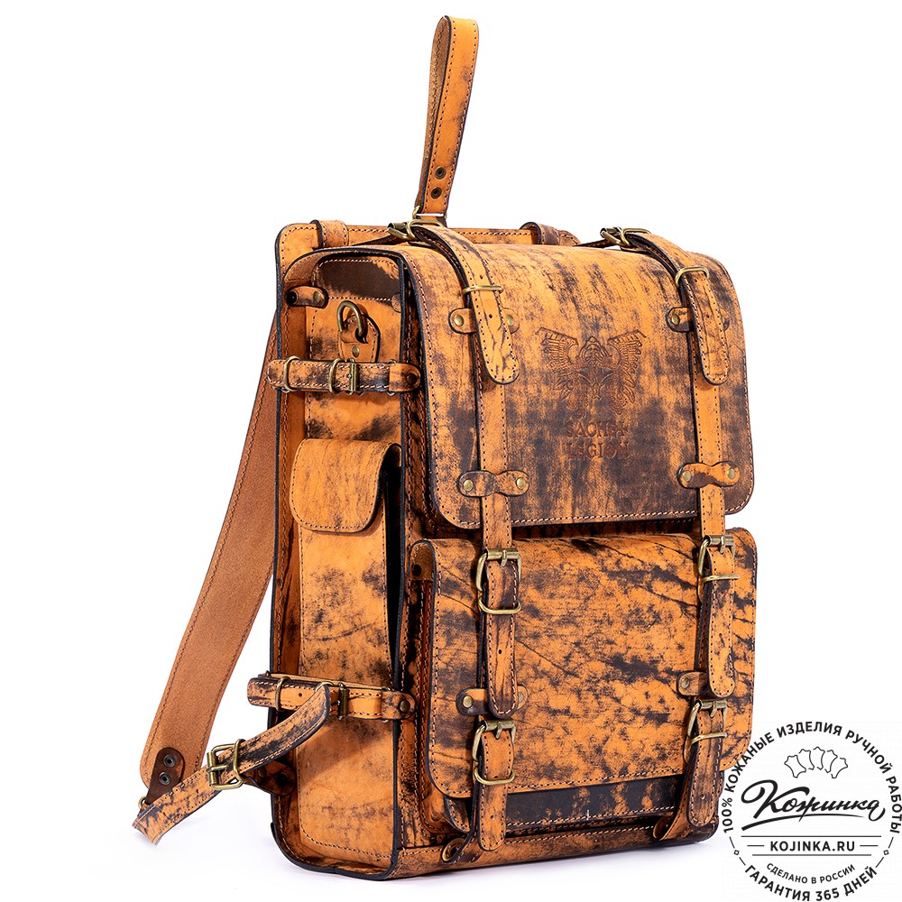 Мужской кожаный рюкзак "Легион" (старение рыжее)
