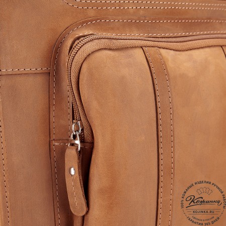Кожаный рюкзак-сумка "Майкл" (коричневый крейзи)