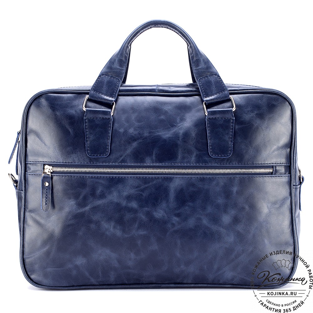 Кожаная деловая сумка "Окленд нью" (синий антик)