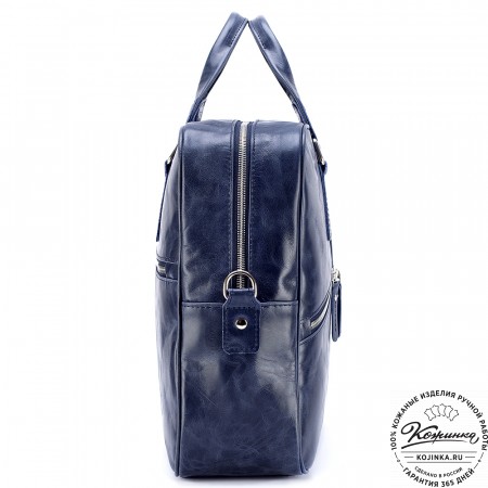 Кожаная деловая сумка "Окленд нью" (синий антик)