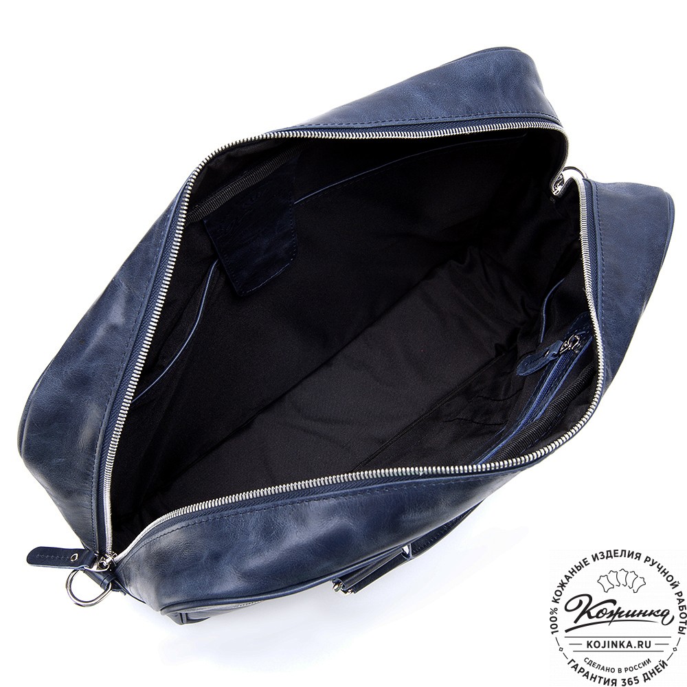 Кожаная деловая сумка "Окленд нью" (синий антик)
