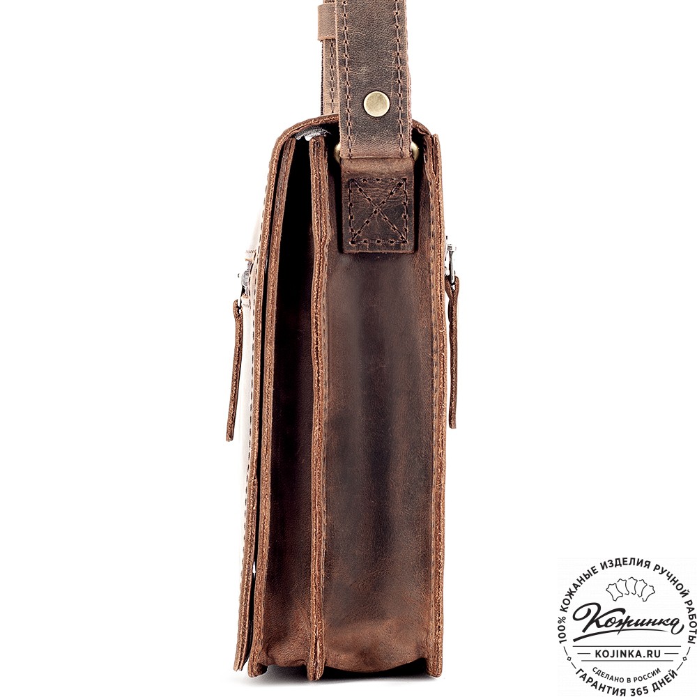 Мужская кожаная сумка "Робин" (тёмно-коричневый крейзи)