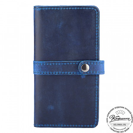 Кожаное портмоне "Тревис" (синий крейзи)