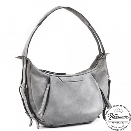 Женская кожаная сумка "Техас" (серый нубук)