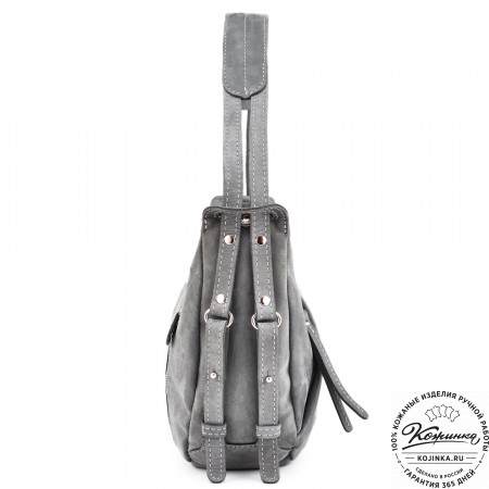 Женская кожаная сумка "Техас" (серый нубук)