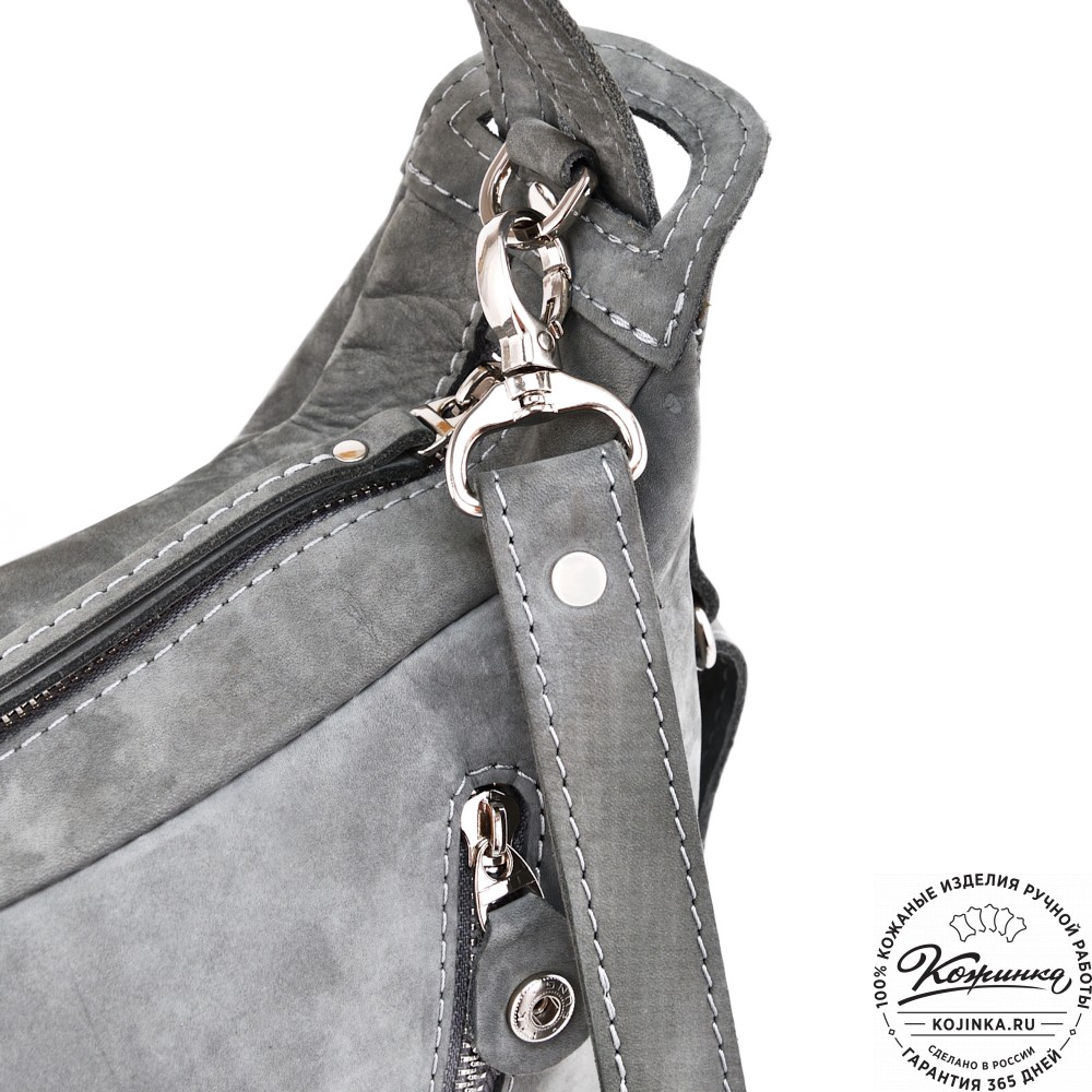 Женская кожаная сумка "Техас" (серый нубук)