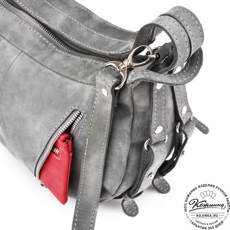 Женская кожаная сумка "Техас" (серый нубук)