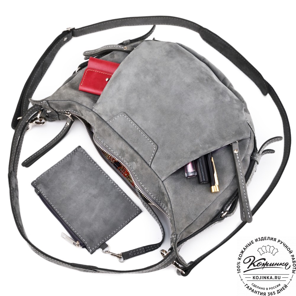 Женская кожаная сумка "Техас" (серый нубук)