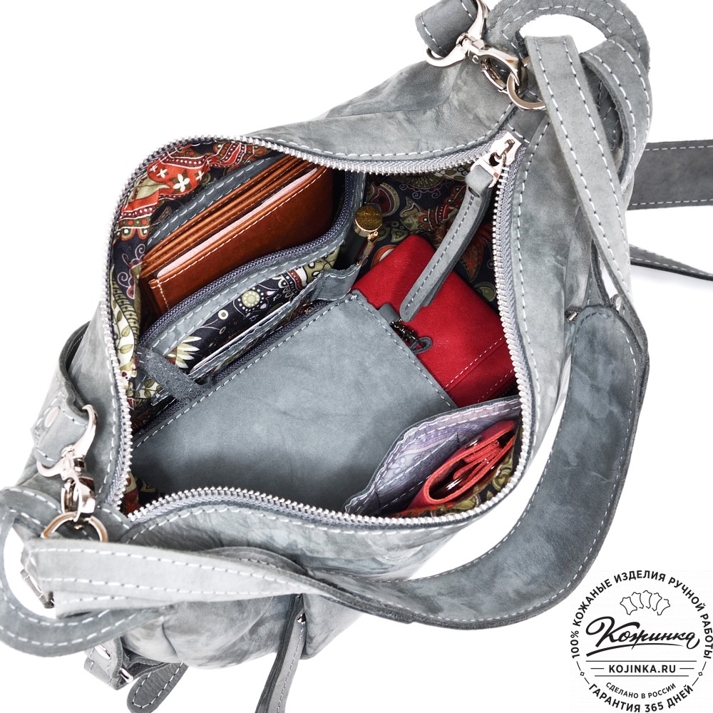 Женская кожаная сумка "Техас" (серый нубук)