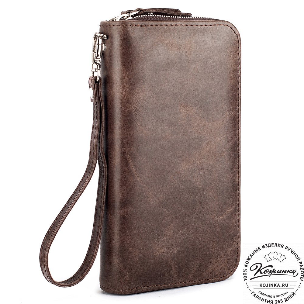 Кожаный клатч "Льюис" (тёмно-коричневый антик) 