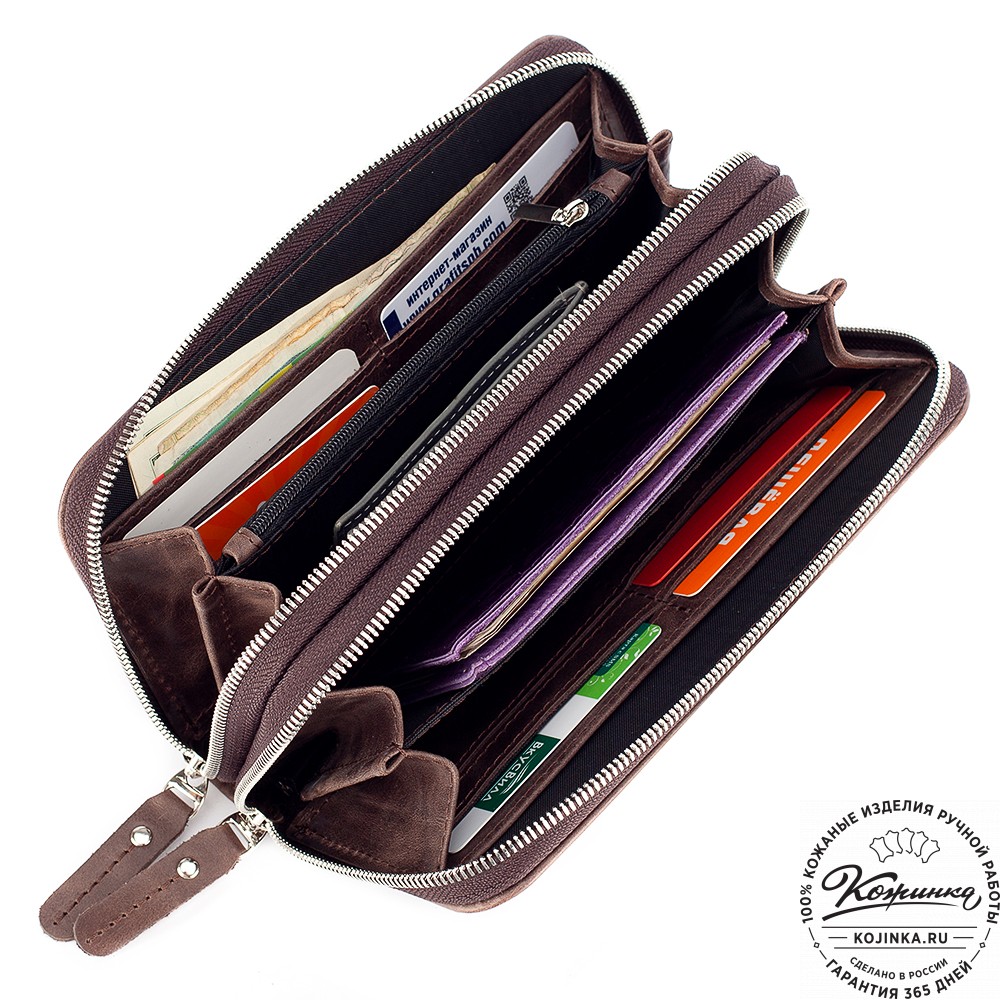 Кожаный клатч "Льюис" (тёмно-коричневый антик) 