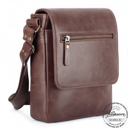 Мужская кожаная сумка "Вильнюс" (коричневая)