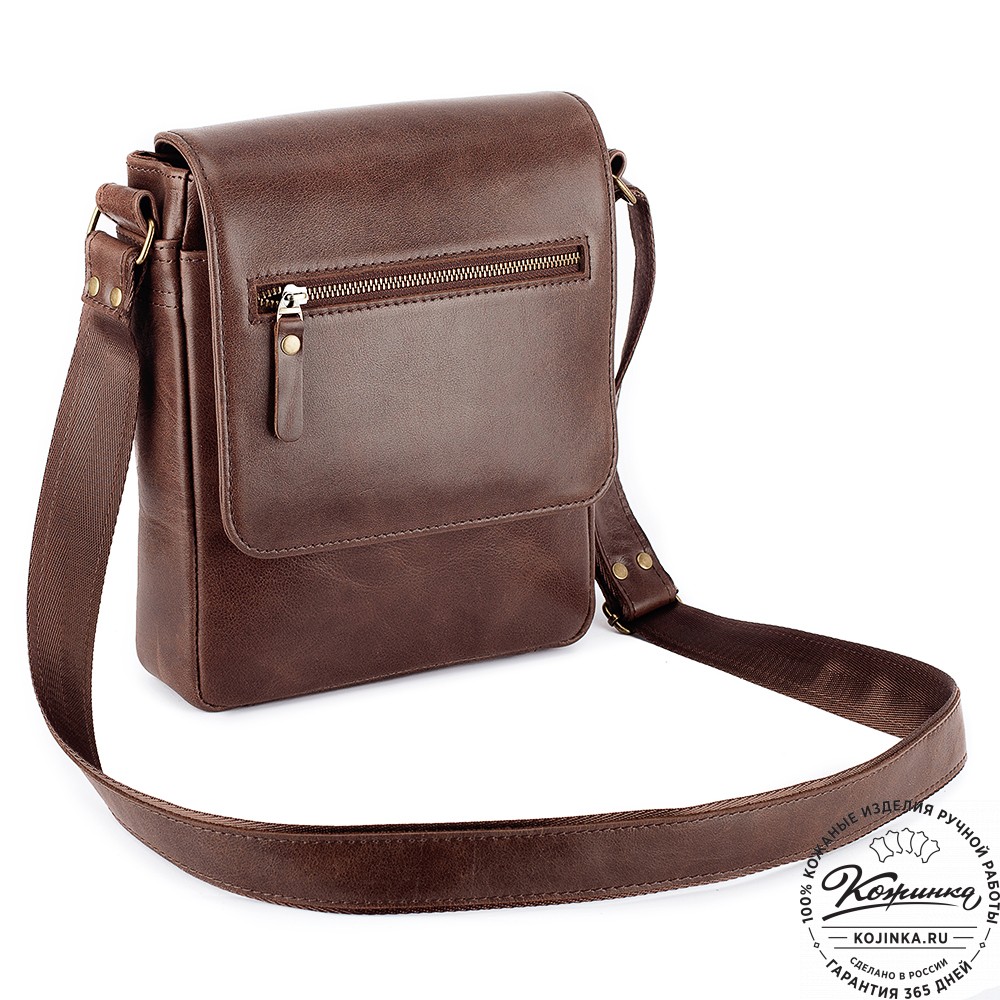 Мужская кожаная сумка "Вильнюс" (коричневая)