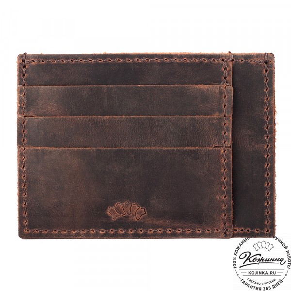 Кожаный футляр для карт "Мэри" (тёмно-коричневый крейзи) . фото 1
