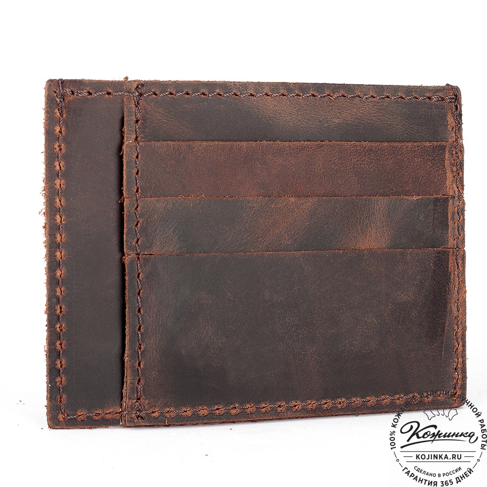 Кожаный футляр для карт "Мэри" (тёмно-коричневый крейзи) 