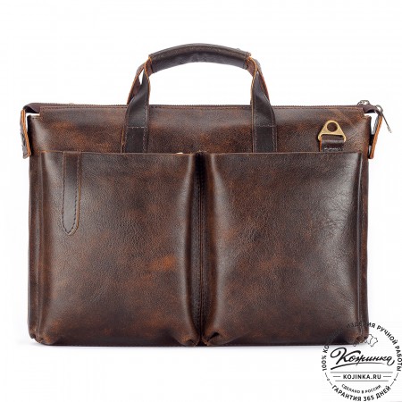 Кожаная деловая сумка "Стюарт" (коричневый эксклюзив)