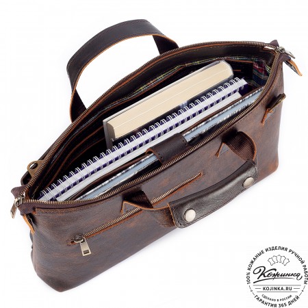 Кожаная деловая сумка "Стюарт" (коричневый эксклюзив)