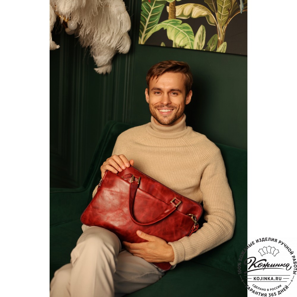 Кожаная деловая сумка "Ральф" (тёмно-коричневый антик) 