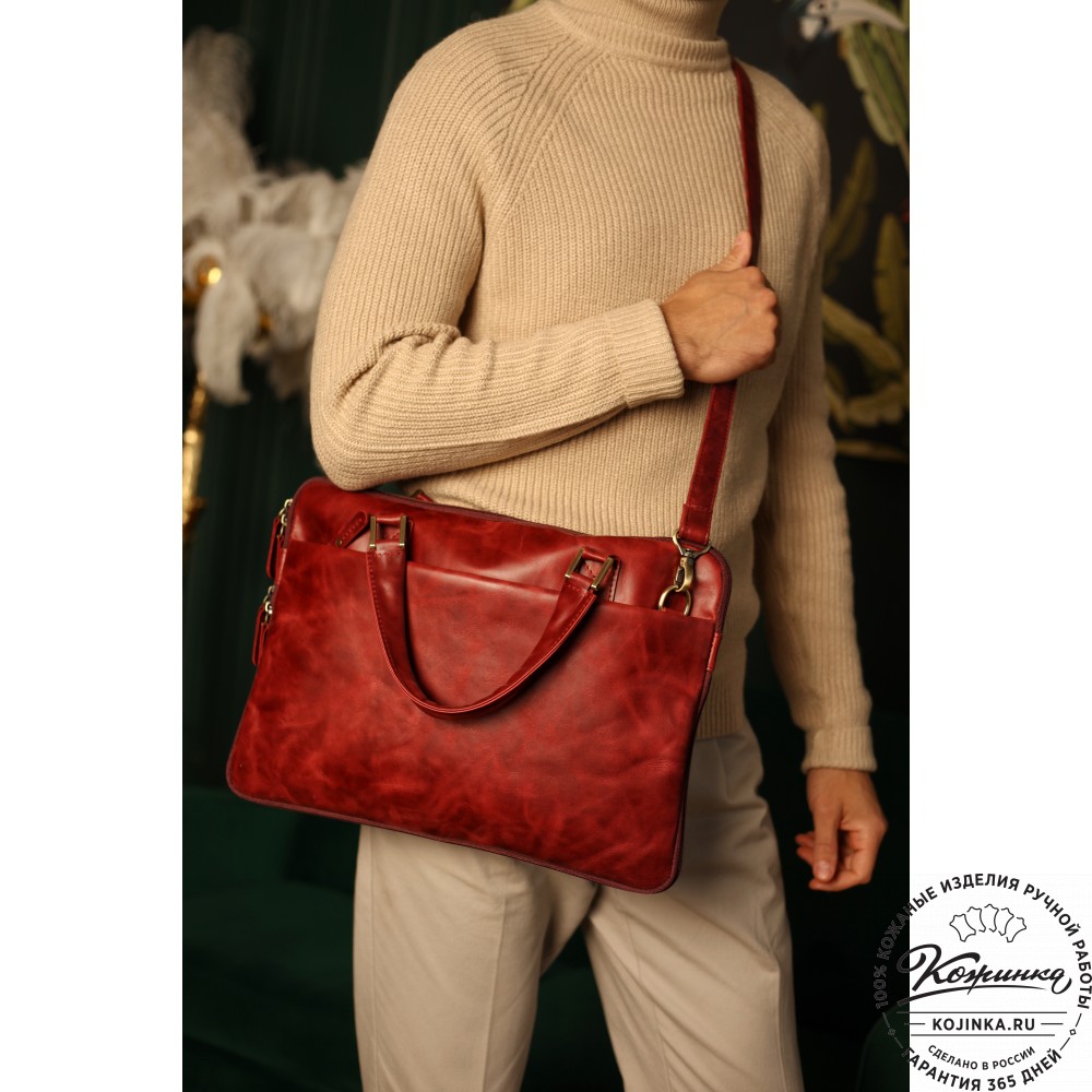 Кожаная деловая сумка "Ральф" (тёмно-коричневый антик) 