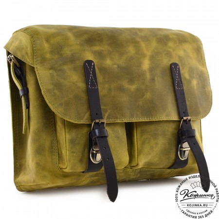 Кожаная сумка "Форман" (лимон крейзи)