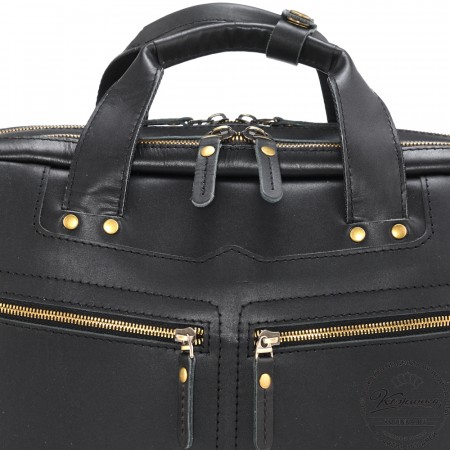 Кожаная мужская сумка-рюкзак "Генри" (чёрная)