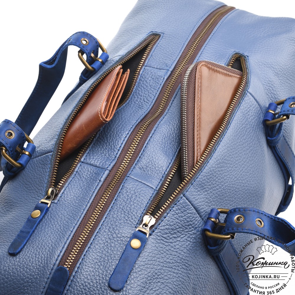 Кожаная дорожно-спортивная сумка Вашингтон (джинс)