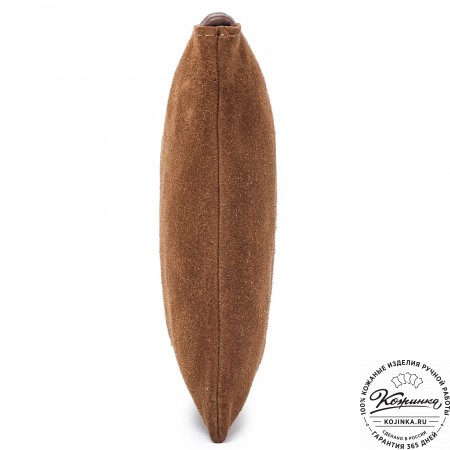  Кожаная косметичка "Флавия" велюр (коричневая) 