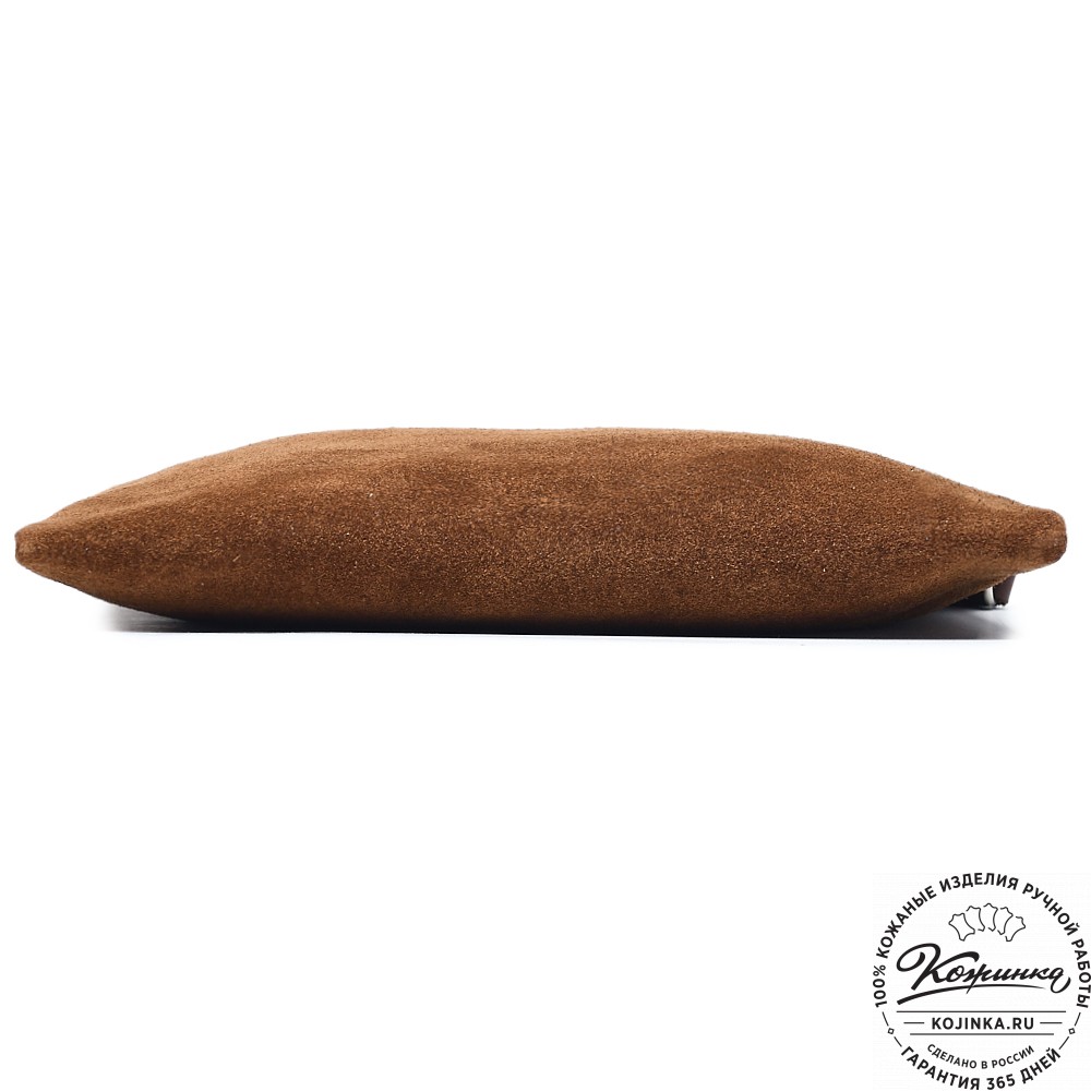  Кожаная косметичка "Флавия" велюр (коричневая) 