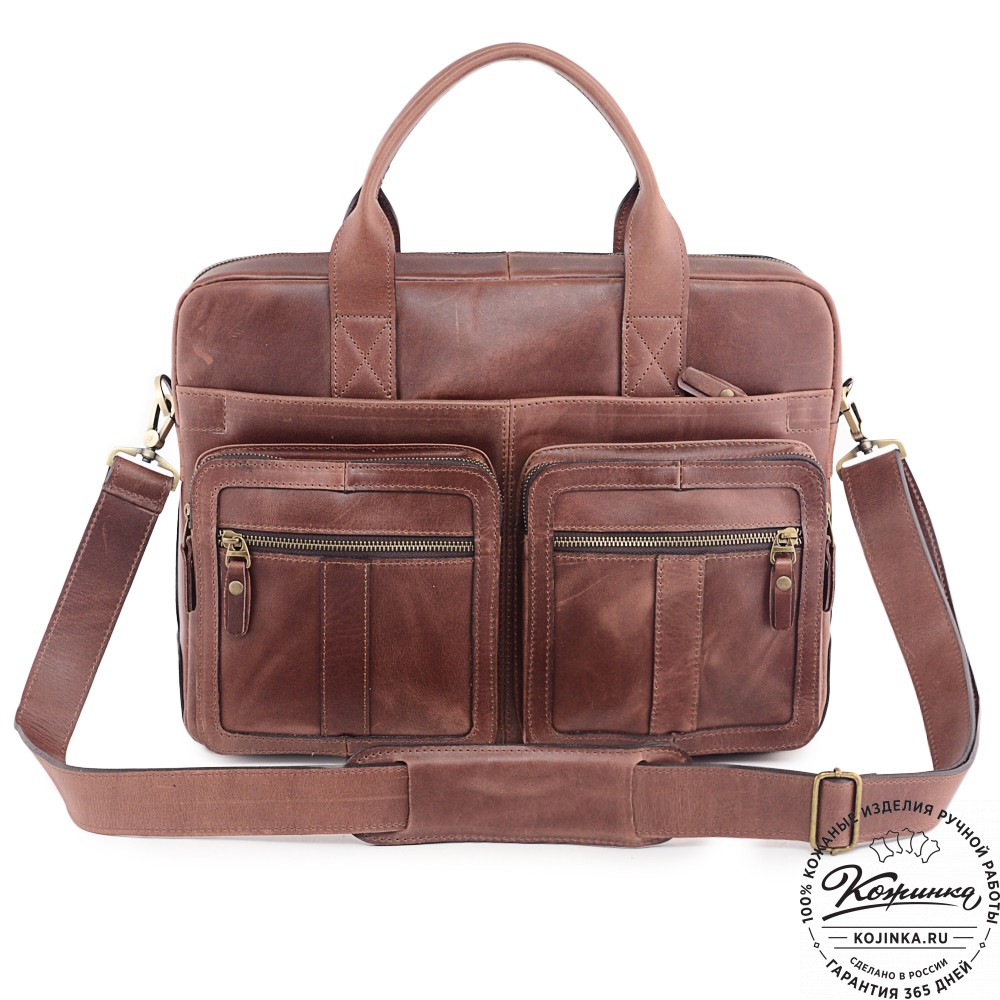  Кожаная деловая сумка "Гильермо" (коричневый воск)