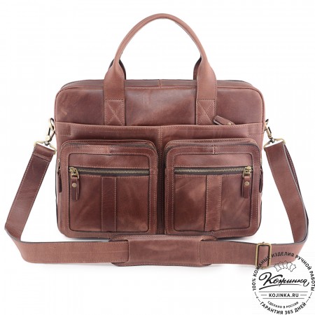  Кожаная деловая сумка "Гильермо" (коричневый воск)