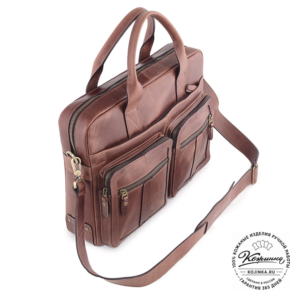  Кожаная деловая сумка "Гильермо" (коричневый воск)