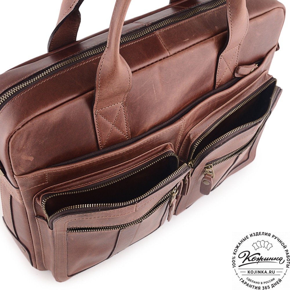  Кожаная деловая сумка "Гильермо" (коричневый воск)