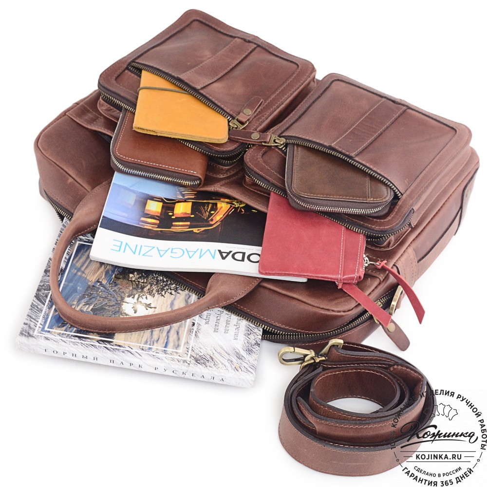  Кожаная деловая сумка "Гильермо" (коричневый воск)