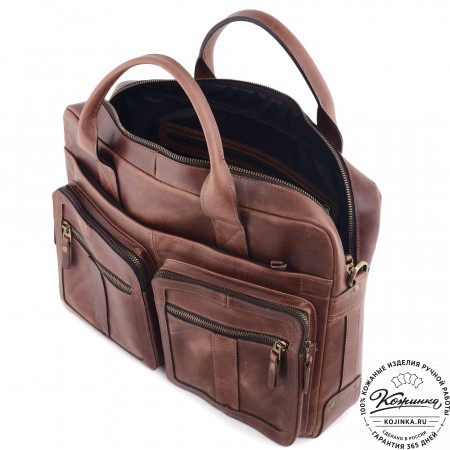  Кожаная деловая сумка "Гильермо" (коричневый воск)