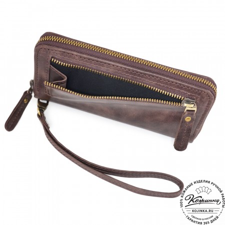  Кожаное портмоне Амстердам (темно-коричневый антик)