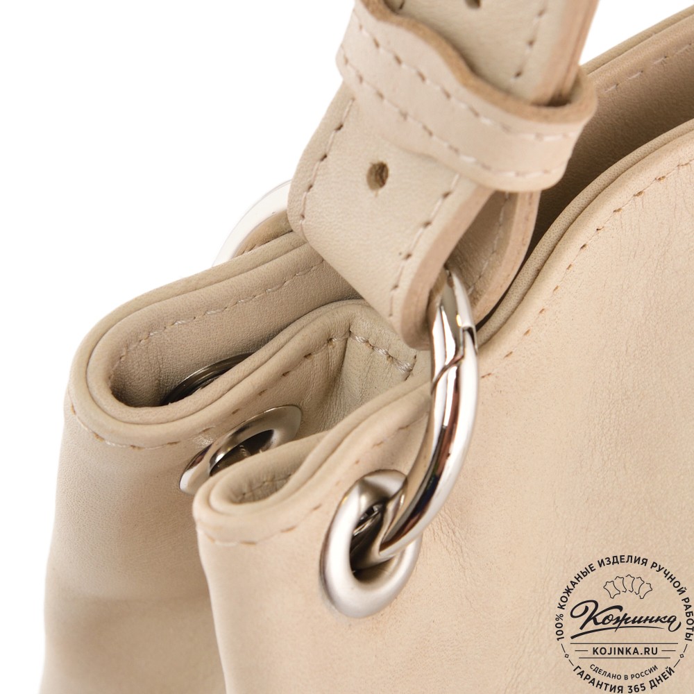  Кожаная женская сумка "Бэлла" (бежевая гладкая кожа)