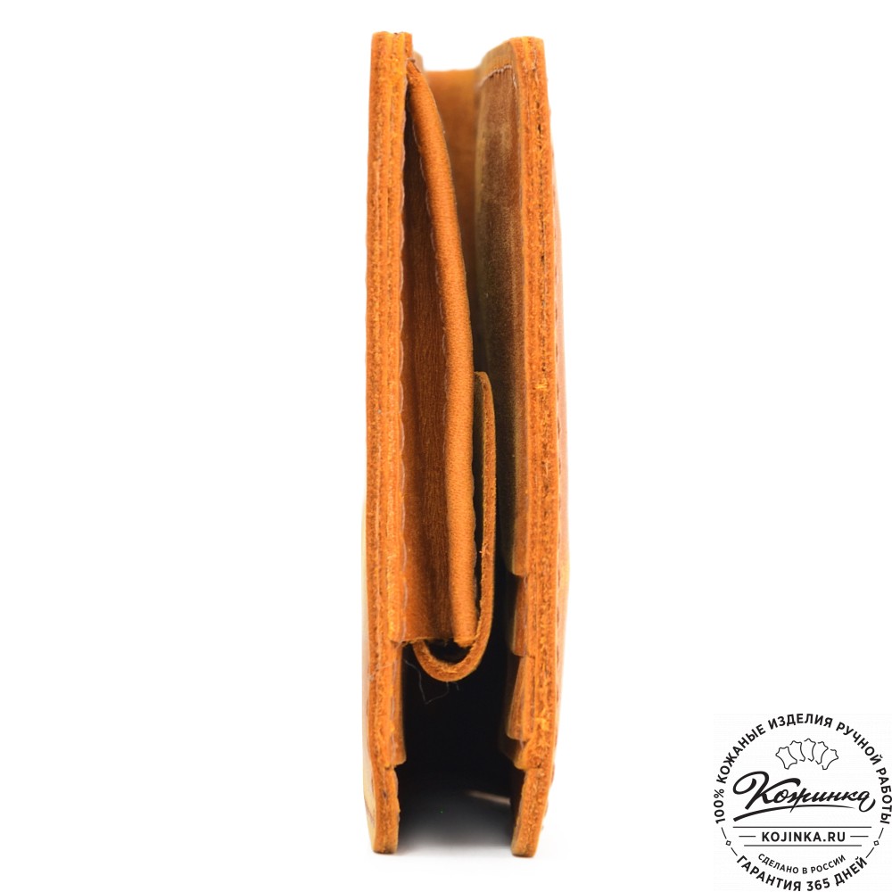  Кожаный бумажник "Рокки" (рыжий крейзи) 