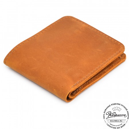  Кожаный бумажник "Рокки" (рыжий крейзи) 