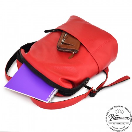 Кожаный рюкзак "Аргентум" (красный)