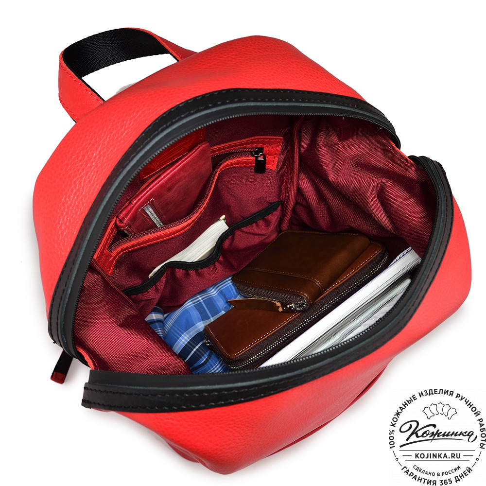 Кожаный рюкзак "Аргентум" (красный)