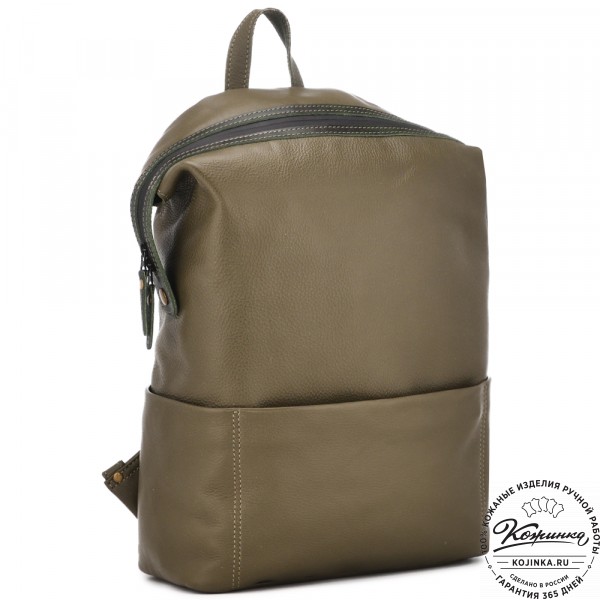  Кожаный рюкзак "Аргентум" (олива) . фото 1