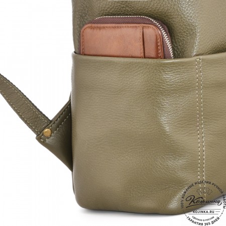  Кожаный рюкзак "Аргентум" (олива) 