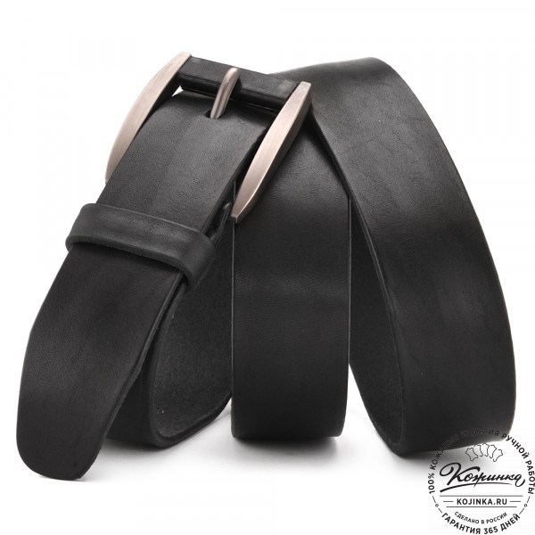 Кожаный ремень "Гигант" (черный). фото 1