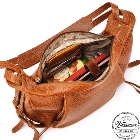  Женская кожаная сумка "Техас" (фактура рыжий)