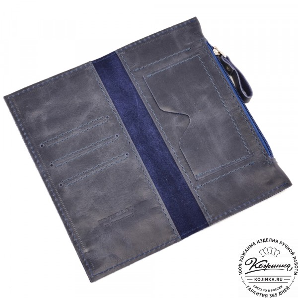  Кожаное портмоне "Арни" (синий антик) . фото 1